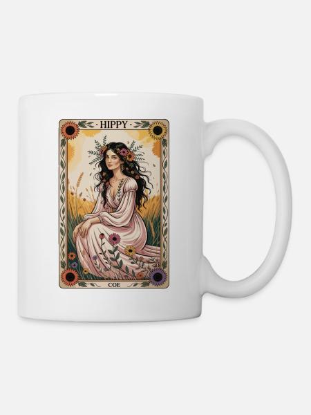 Hippy Tarotkarte – Boho Frau - Tasse - Weiß
