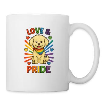 Love & Pride – Maltipoo avec cœur arc-en-ciel - Mug blanc - blanc - Droite