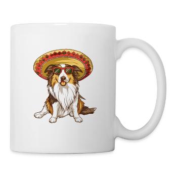 Border Collie Hund Lustig Sombrero - Tasse - Weiß - Rechts