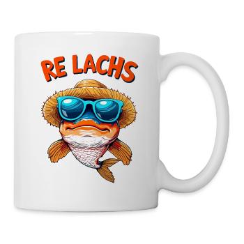 Re Lachs Angeln Angler Spruch Fischen Lachsfischen - Tasse - Weiß - Rechts