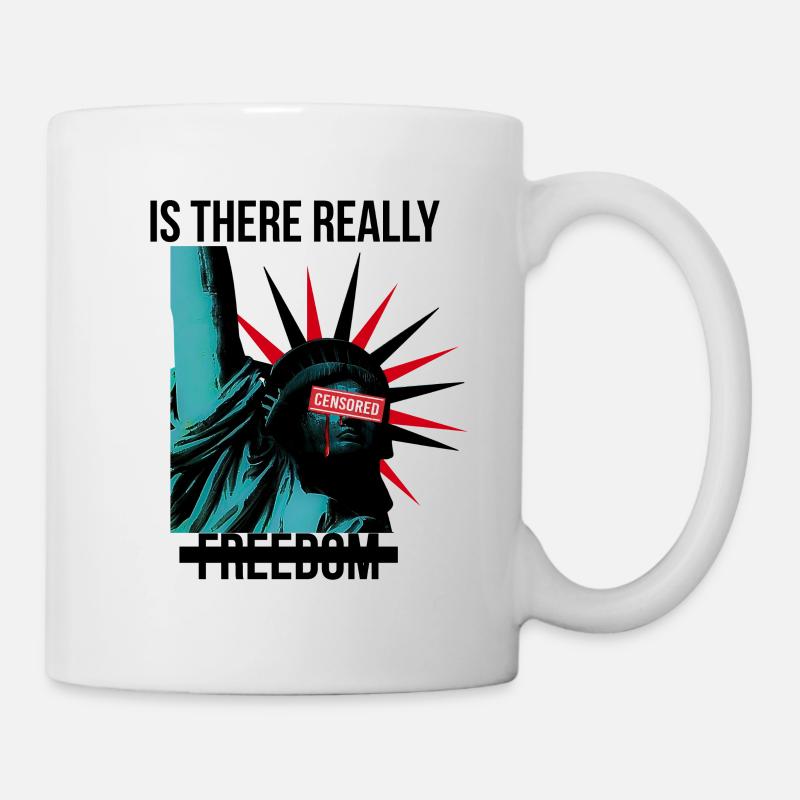 Rebellische Statue mit Censorship-Elementen - Tasse - Weiß
