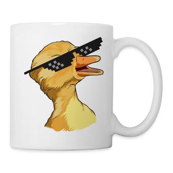 Humorvolle Ente mit Sonnenbrille und Pixel Shades - Tasse - Weiß - Rechts