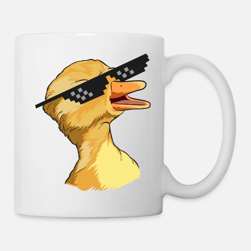 Humorous Duck with Sunglasses and Pixel Shades - Mug - white