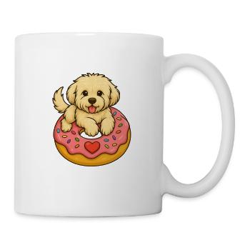 Maltipoo im Donut – Süßer Hunde-Snack - Tasse - Weiß - Rechts