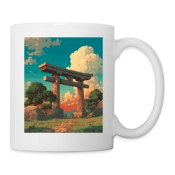 Sunset Behind Traditional Torii Gate - Mug - white - Right