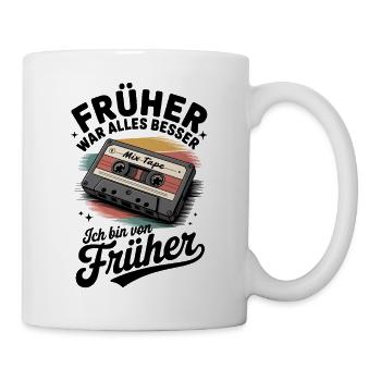 90er Jahre Outfit 80er Party 90s Motto Kassette - Tasse - Weiß - Rechts