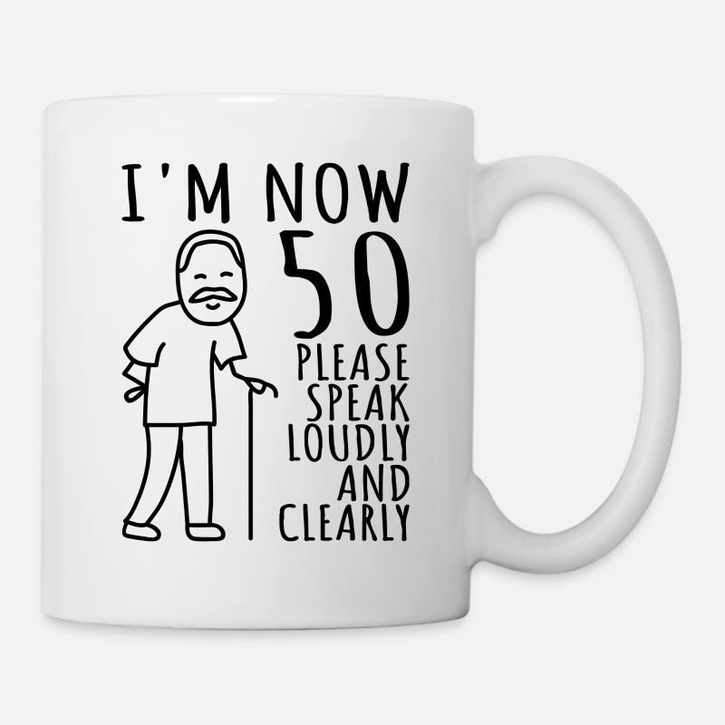 50e anniversaire 50s 50e J’ai 50 ans maintenant j’ai 50 ans - Mug blanc - blanc