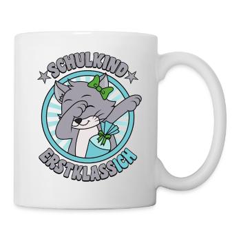 Schulkind Erstklassig Katze Mädchen Erstklassich - Tasse - Weiß - Rechts