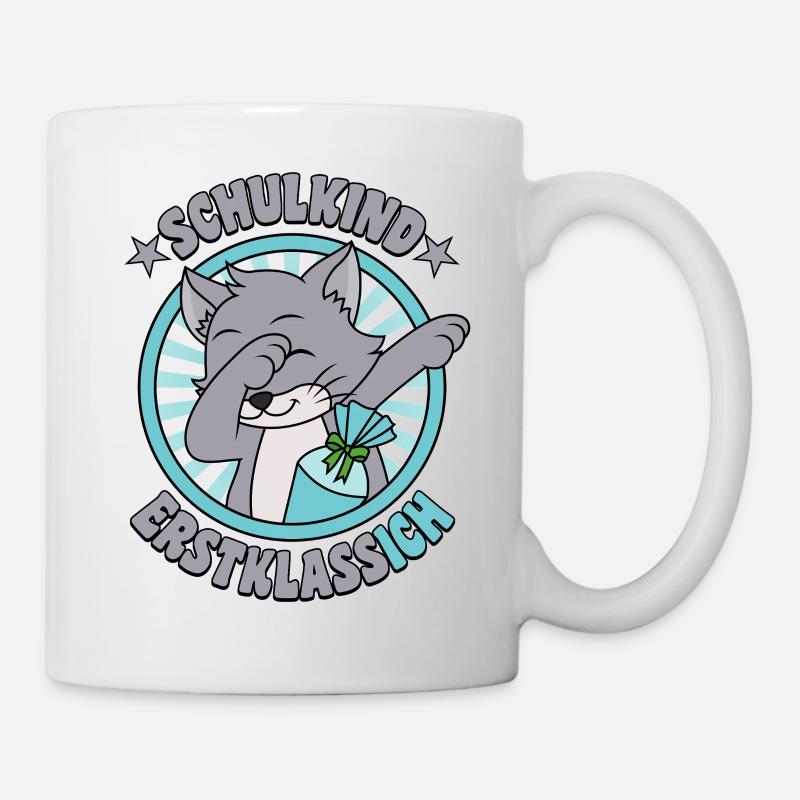Schulkind Erstklassich Dabbing Katze Einschulung - Tasse - Weiß