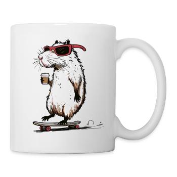 Skateboard Rat avec chemise de café - Mug blanc - blanc - Droite