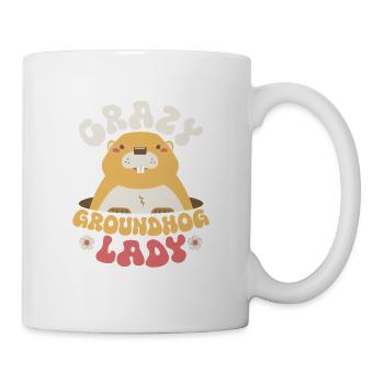 Crazy Groundhog Lady Rodent Animal - Tasse - Weiß - Rechts
