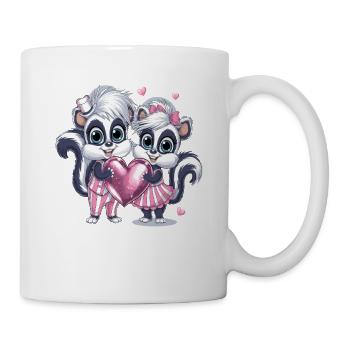 Couple de mouffettes mignon avec cœur pour la Saint-Valentin - Mug blanc - blanc - Droite