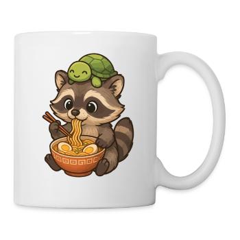 Mignon raton laveur, ramen, tortue, raton laveur - Mug blanc - blanc - Droite