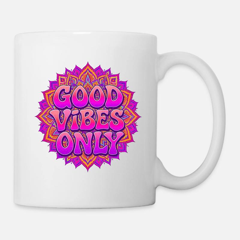 Positive Energy Mandala Retro Boho Art - Mug - white