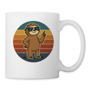 Faultier Retro Look mit Sonnenbrille - Tasse - Weiß - Rechts
