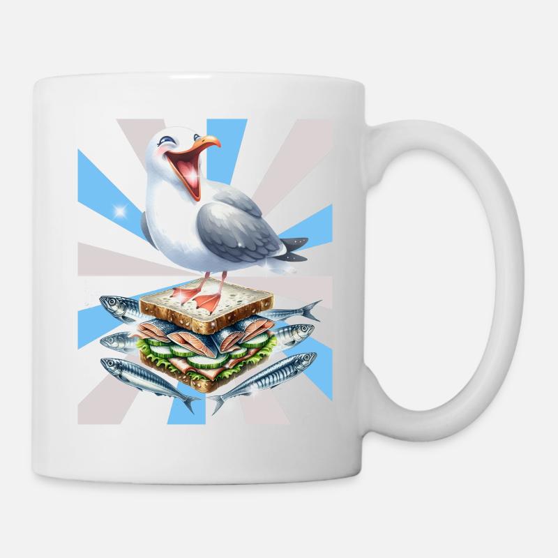 Reto Möwe Möwen Sandwidsch Hering - Tasse - Weiß
