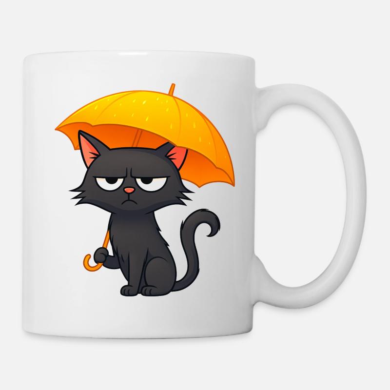 Humorvolle Grumpy Regentage Desaster mit Katze - Tasse - Weiß
