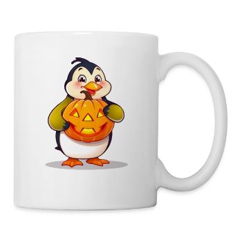 Cute penguin with Halloween pumpkin - Mug - white - Right