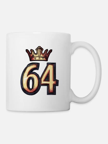 64 Zahl Krone - Tasse - Weiß