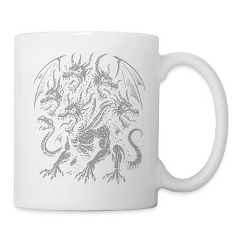 Bukavac -Mythical Multi-Headed Dragon Illustration - Mug - white - Right