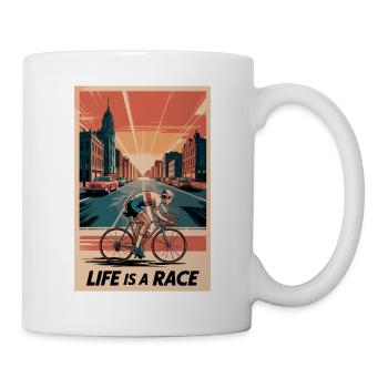 Life is a Race – Affiche de vélo de route rétro Bike Design - Mug blanc - blanc - Droite
