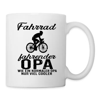 bester Opa Fahrrad Mountainbike Radeln Kritzeln Mä - Tasse - Weiß - Rechts