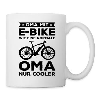 Oma Mit Mountainbike Wie Ein Oma Fahrrad Fahrräder - Tasse - Weiß - Rechts