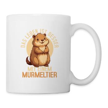 Das Leben ist besser mit einem Murmeltier Tier - Tasse - Weiß - Rechts