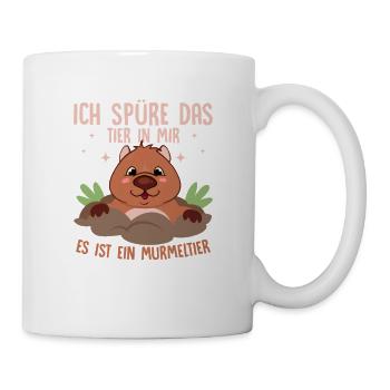 Ich spüre das Tier in mir. Es ist ein Murmeltier T - Tasse - Weiß - Rechts