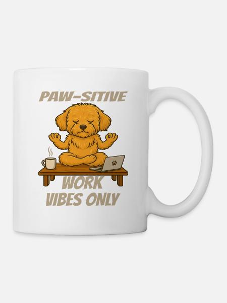 Paw-sitive Work Vibes Only – Maltipoo Yoga - Tasse - Weiß