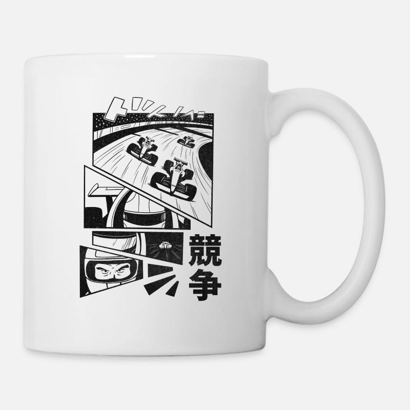 Rennfahrer hinter dem Steuer eines F1-Autos - Tasse - Weiß
