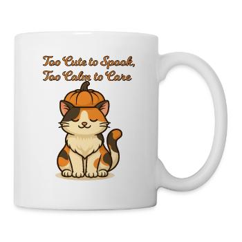 Cute Halloween Cat – Too Calm to Spook Design - Mug - white - Right