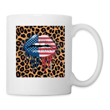 Leopard Lips with USA Flag - Mug - white - Right