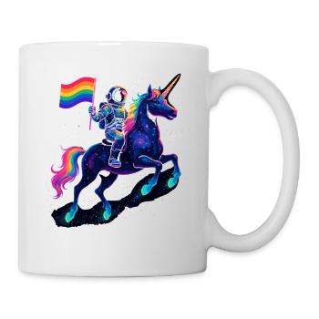 Astronaute sur licorne avec drapeau arc-en-ciel - Mug blanc - blanc - Droite