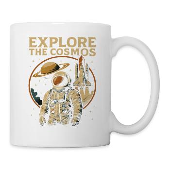Entdecke Das Universum Mit Astronaut Und Rakete - Tasse - Weiß - Rechts