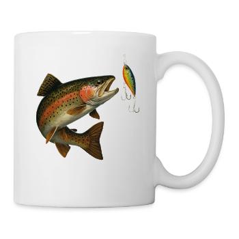Trout Bite Design – Trout & Wobbler Scene - Mug - white - Right