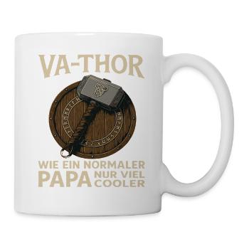 VA-THOR – Papa Design mit Mjölnir & Runen - Tasse - Weiß - Rechts