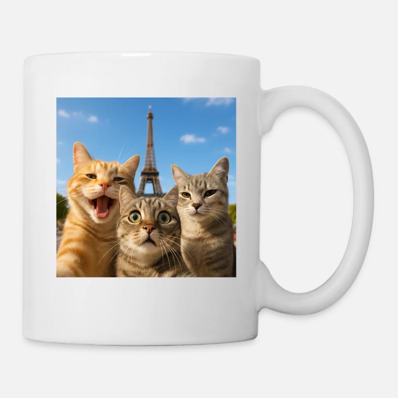 Katzen Selfie in Paris Eiffelturm Katze Selfie Geschenk - Tasse - Weiß