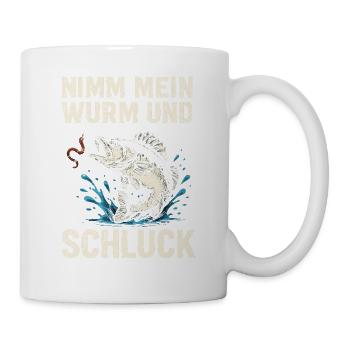 Nimm mein Wurm – Freches Angelmotiv - Tasse - Weiß - Rechts