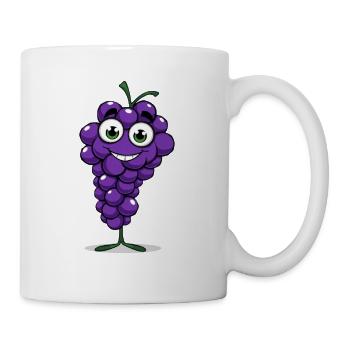 Fröhliche Trauben Cartoon Illustration - Tasse - Weiß - Rechts