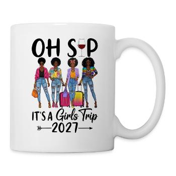 Stylish travel women 2027 with colorful outfits - Mug - white - Right