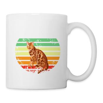 Bengal Cat Retro Sunset Vintage Pet Lover - Tasse - Weiß - Rechts