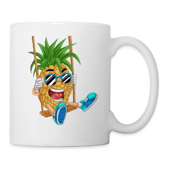 Verspielte Ananas auf Schaukel Design - Tasse - Weiß - Rechts