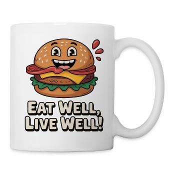 Humorvolles animiertes Hamburger-Design - Tasse - Weiß - Rechts