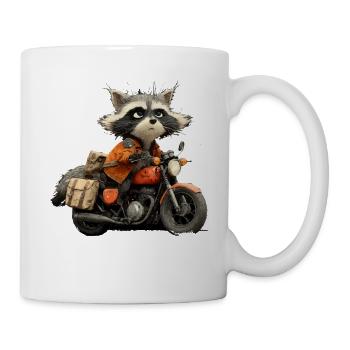 Drôle de petit raton laveur sur moto - Mug blanc - blanc - Droite