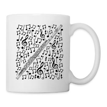 Flute Musical Notes Flutist Woodwind Musician - Mug - white - Right