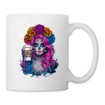 Dia de los Muertos Café avec Belle Femme de - Mug blanc - blanc - Droite
