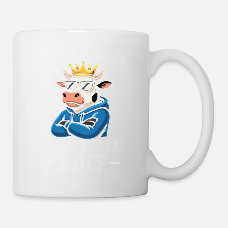 Kuhstall Chef – Coole Cartoon Kuh - Tasse - Weiß