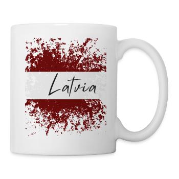 Grunge Drapeau letton : j’adore la Lettonie - Mug blanc - blanc - Droite