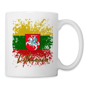 Grunge Lithuanian flag, I love Lithuania - Mug - white - Right
